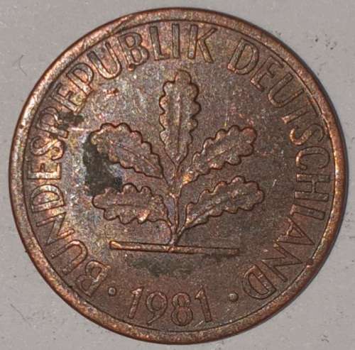 1981 G - 1 PFENNIG - ONE PFENNIG - GERMANY - FEDERAL REPUBLIC - (Copper Plated Steel)
